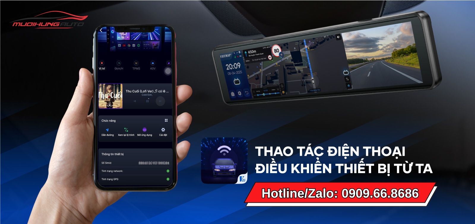Camera hành trình gương Android Vietmap V740