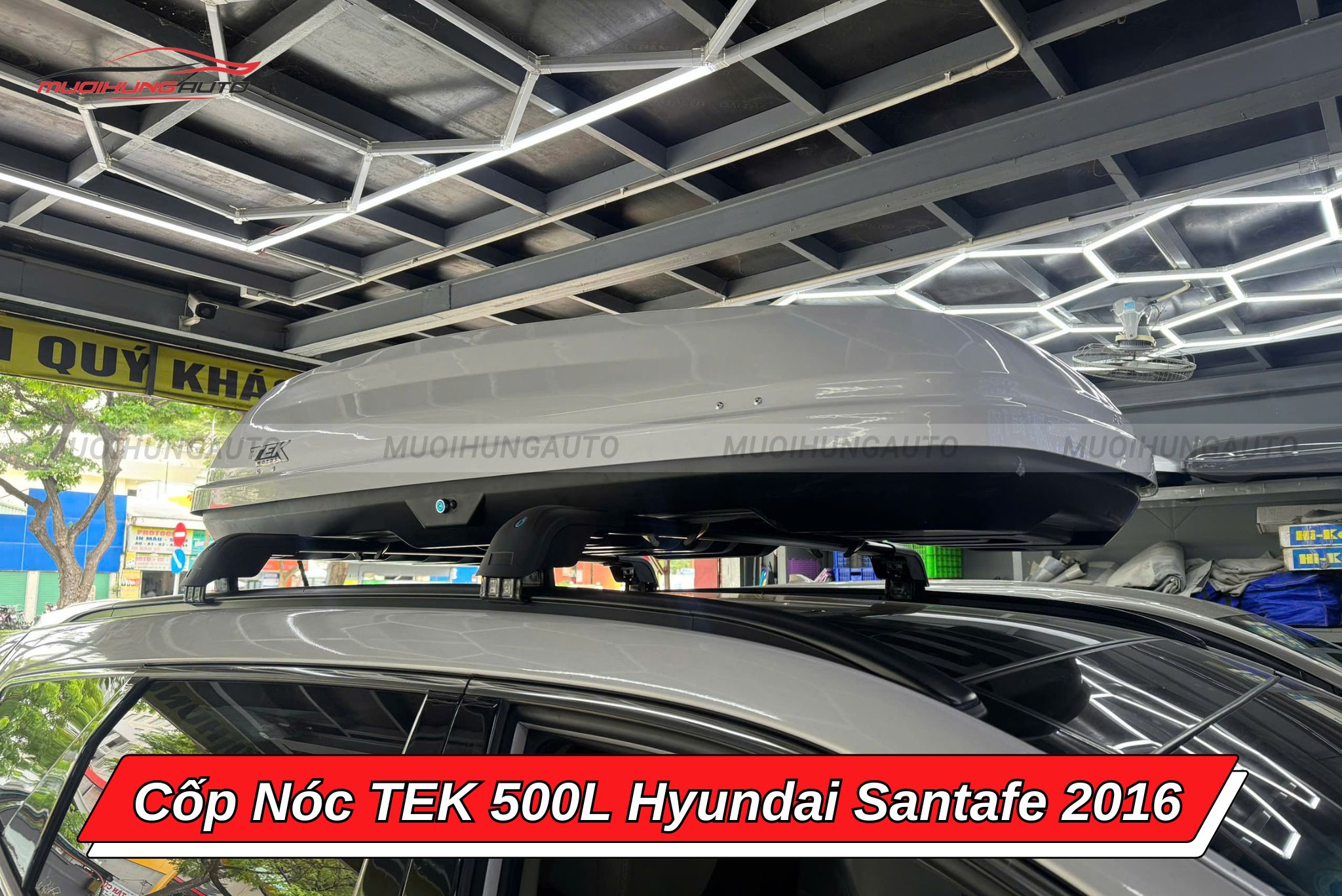 Cốp nóc phi thuyền TEK 500L xe Hyundai Santafe 2016