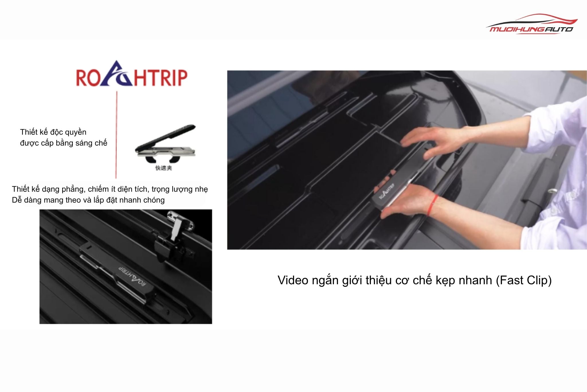 Cốp nóc ROAHTRIP có thiết kế gọn nhẹ, tháo lắp dễ dàng
