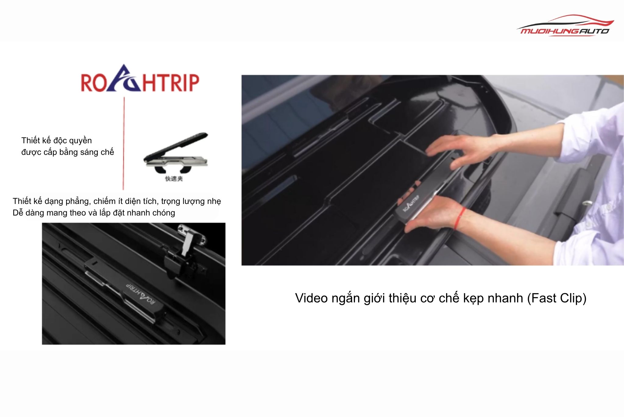 Cốp nóc ROAHTRIP sở hữu thiết kế kẹp nhanh độc quyền