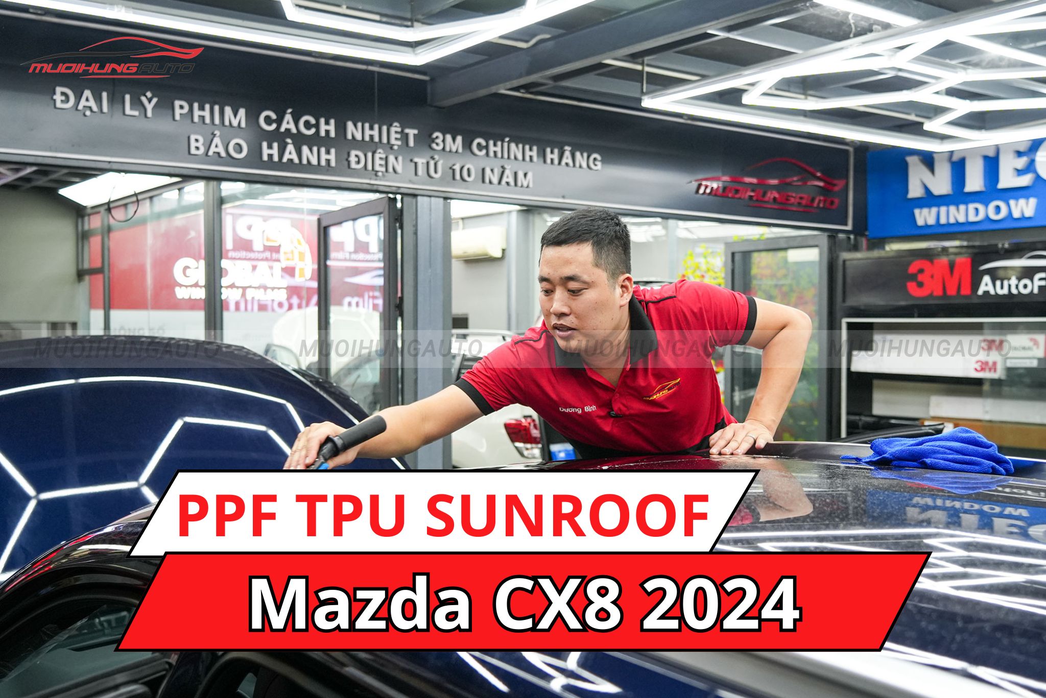 Dán phim PPF TPU SUNROOF cách nhiệt cửa sổ trời cho xe Mazda CX8 2024