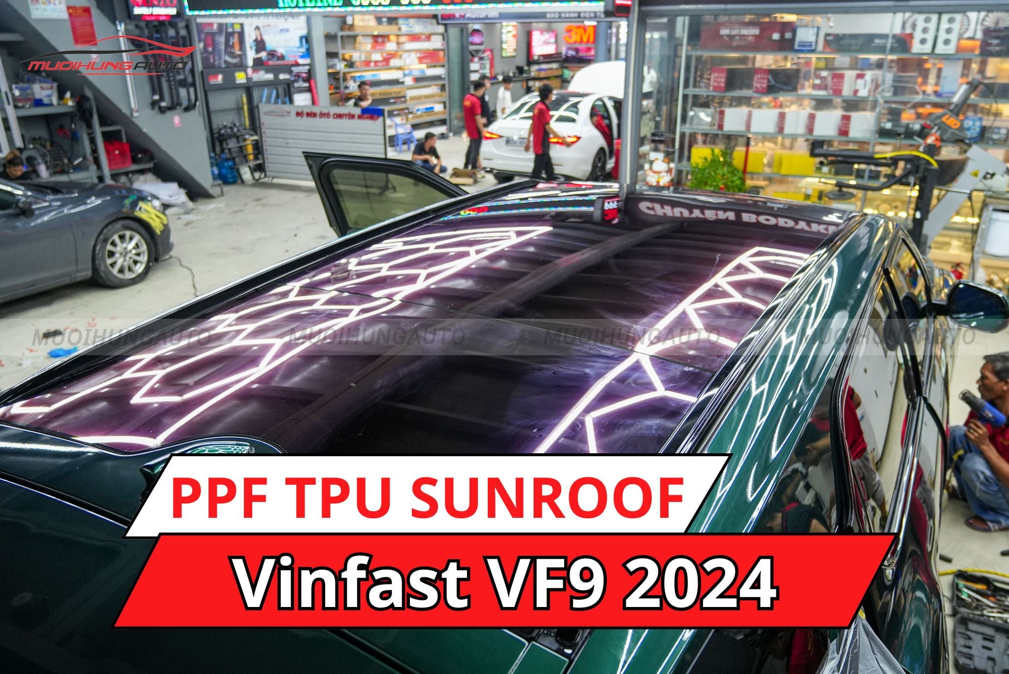 Dán phim PPF TPU SUNROOF cách nhiệt cửa sổ trời ô tô Vinfast VF9 2024