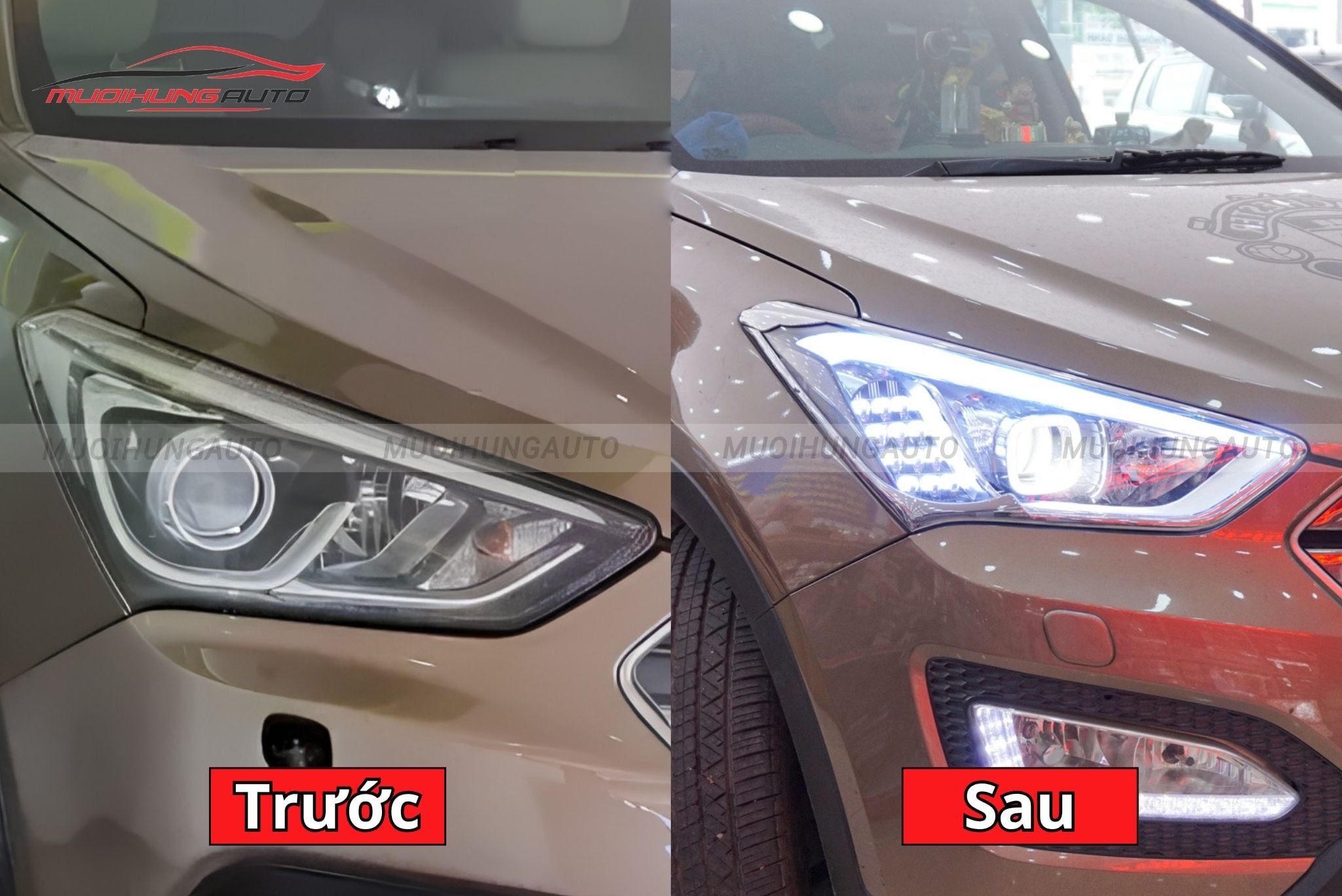 Đèn pha nguyên cụm ô tô Hyundai Santafe