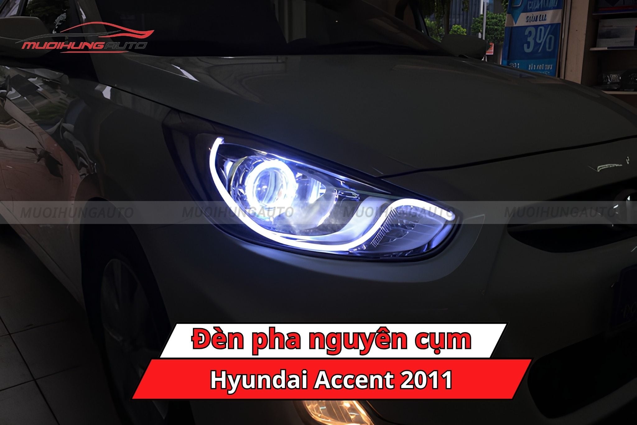 Đèn pha nguyên cụm xe Hyundai Accent 2011