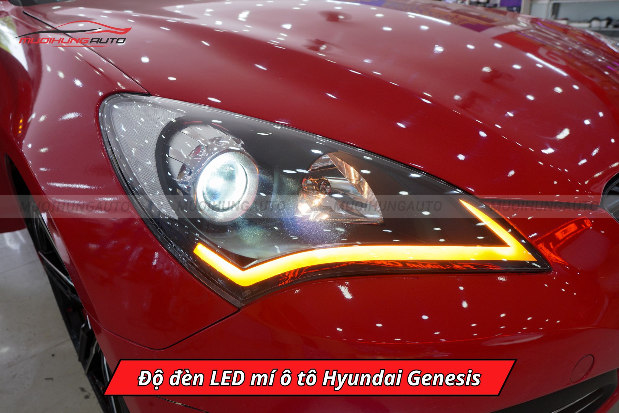 Độ đèn LED mí cho Hyundai Genesis