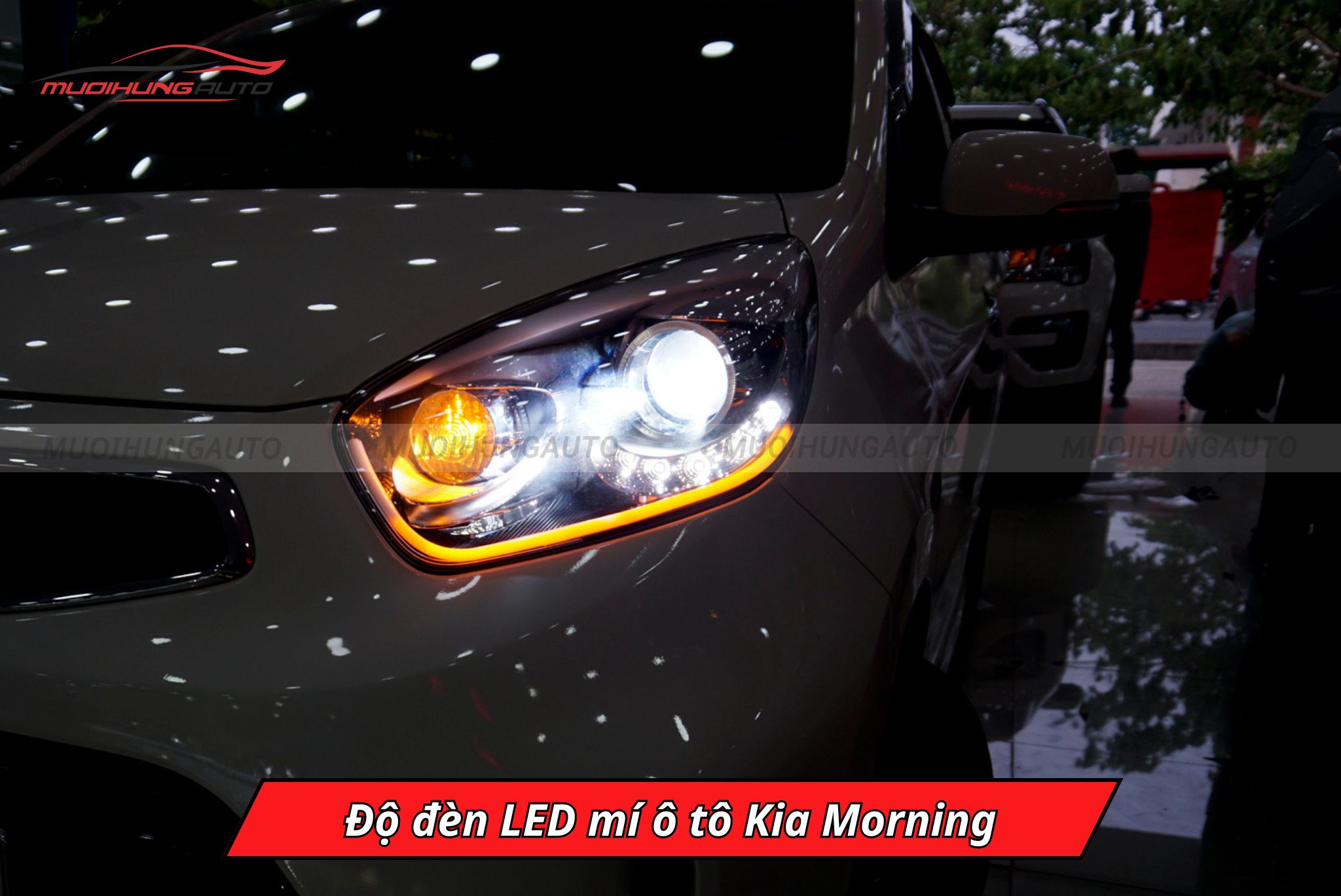 Độ đèn LED mí cho Kia Morning