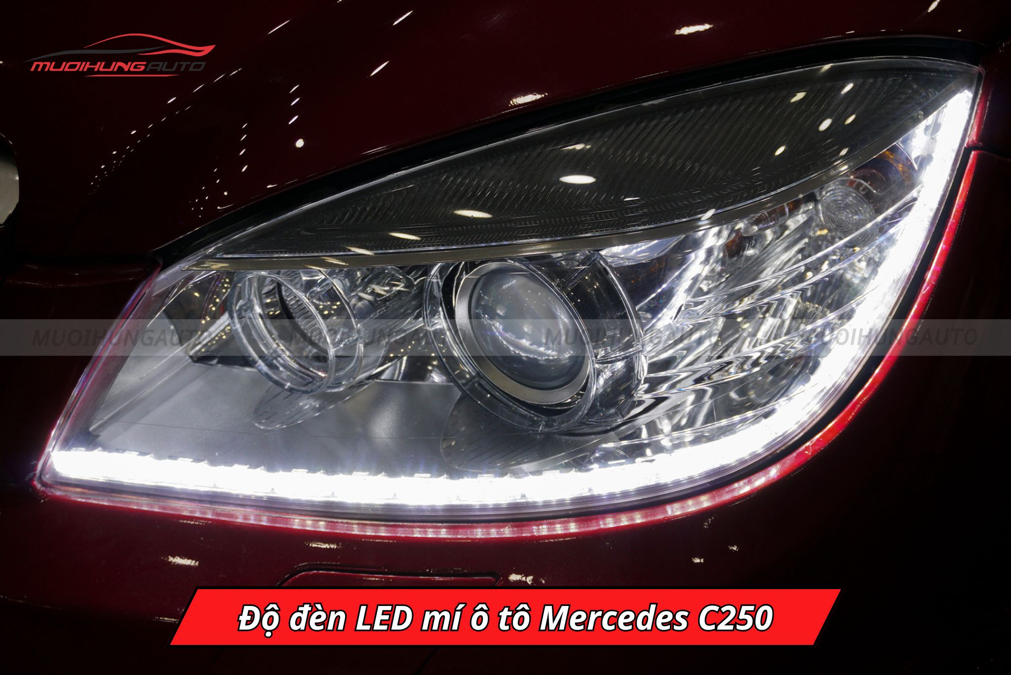 Độ đèn LED mí cho Mercedes C250