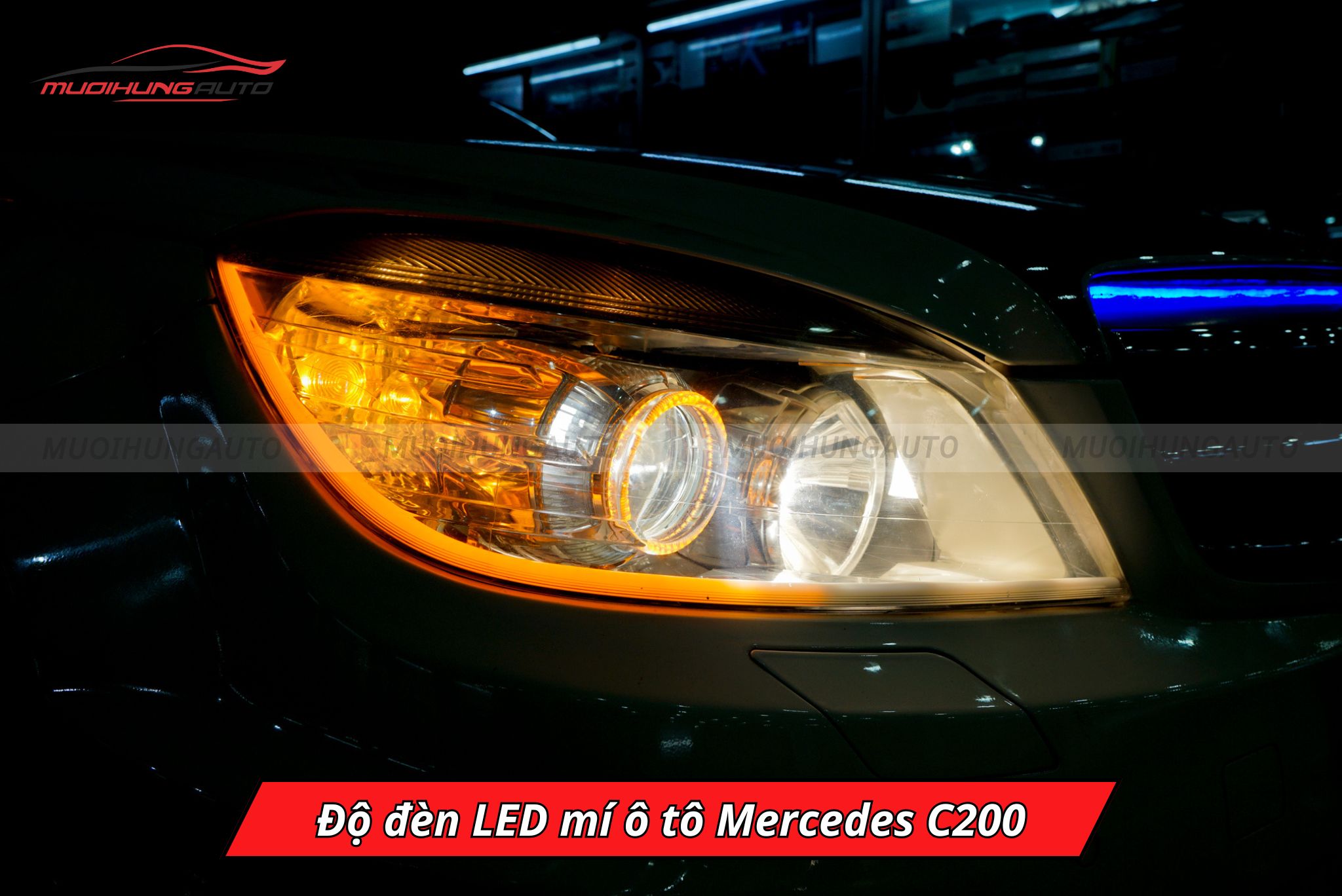 Độ đèn LED mí cho xe Mercedes C200