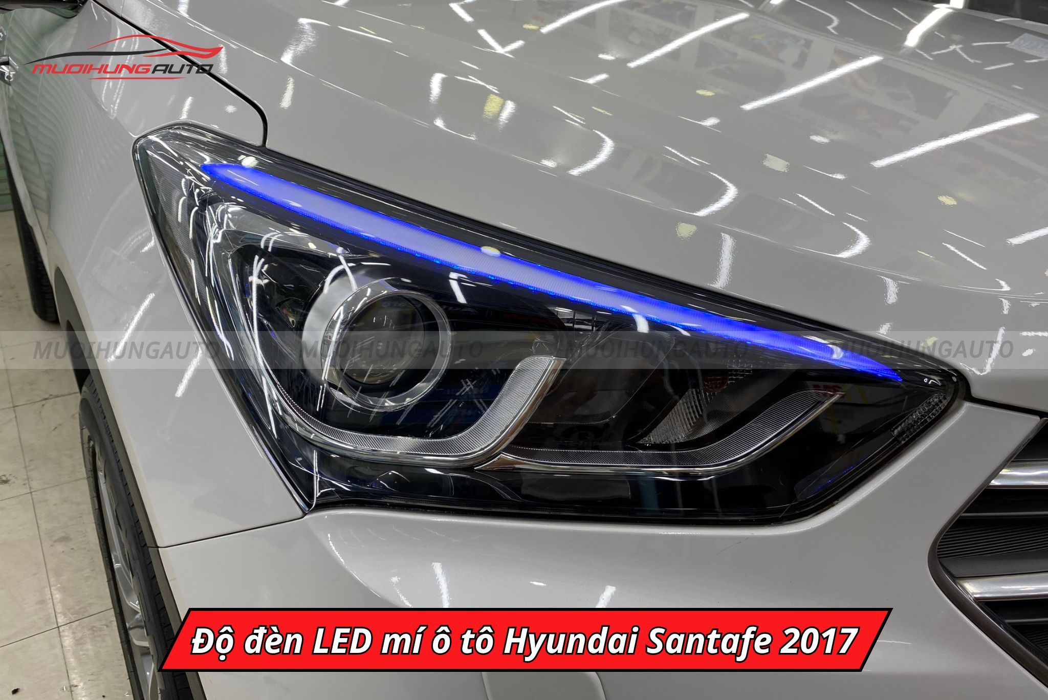 Độ đèn LED mí Hyundai Santafe 2017