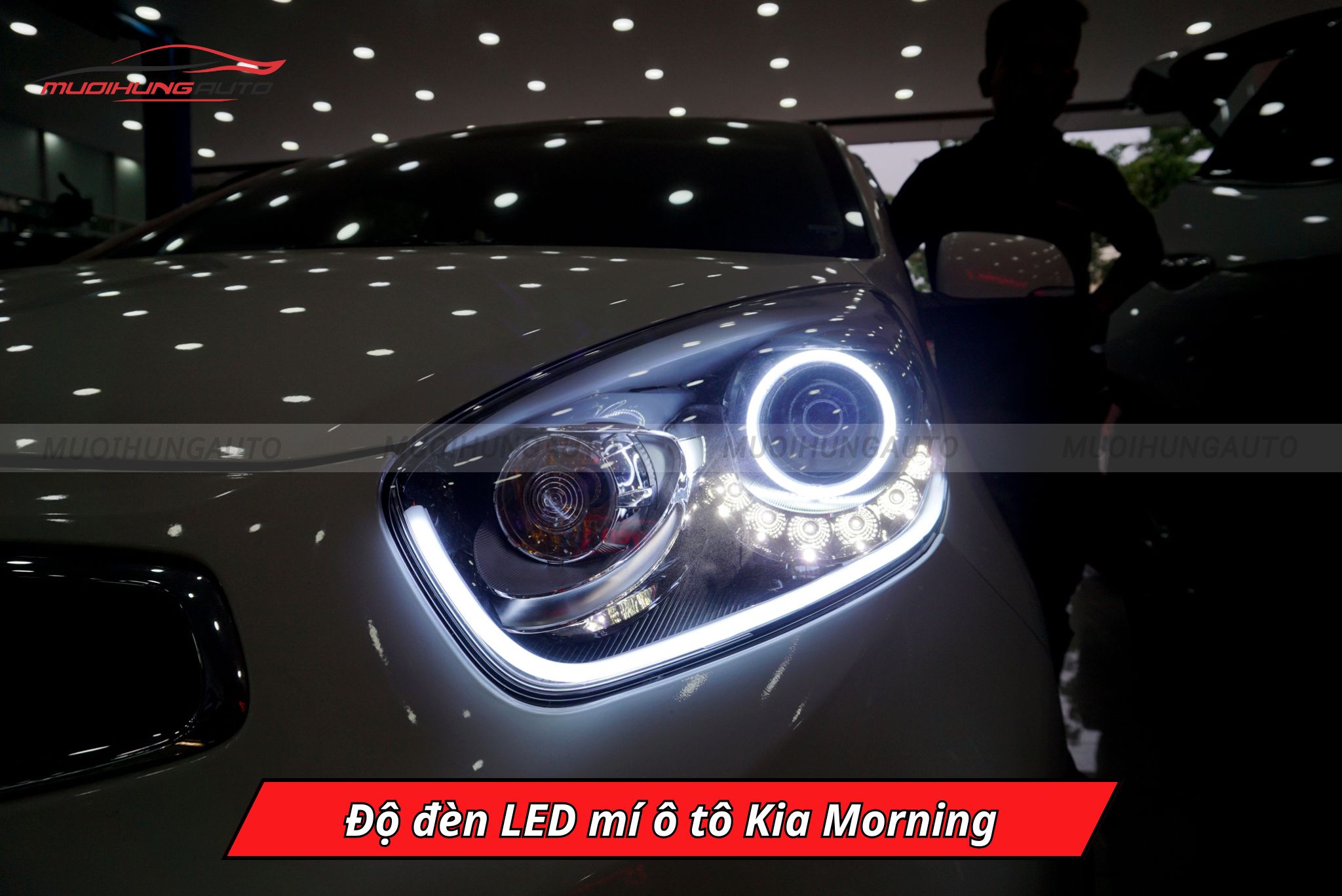 Độ đèn LED mí Kia Morning