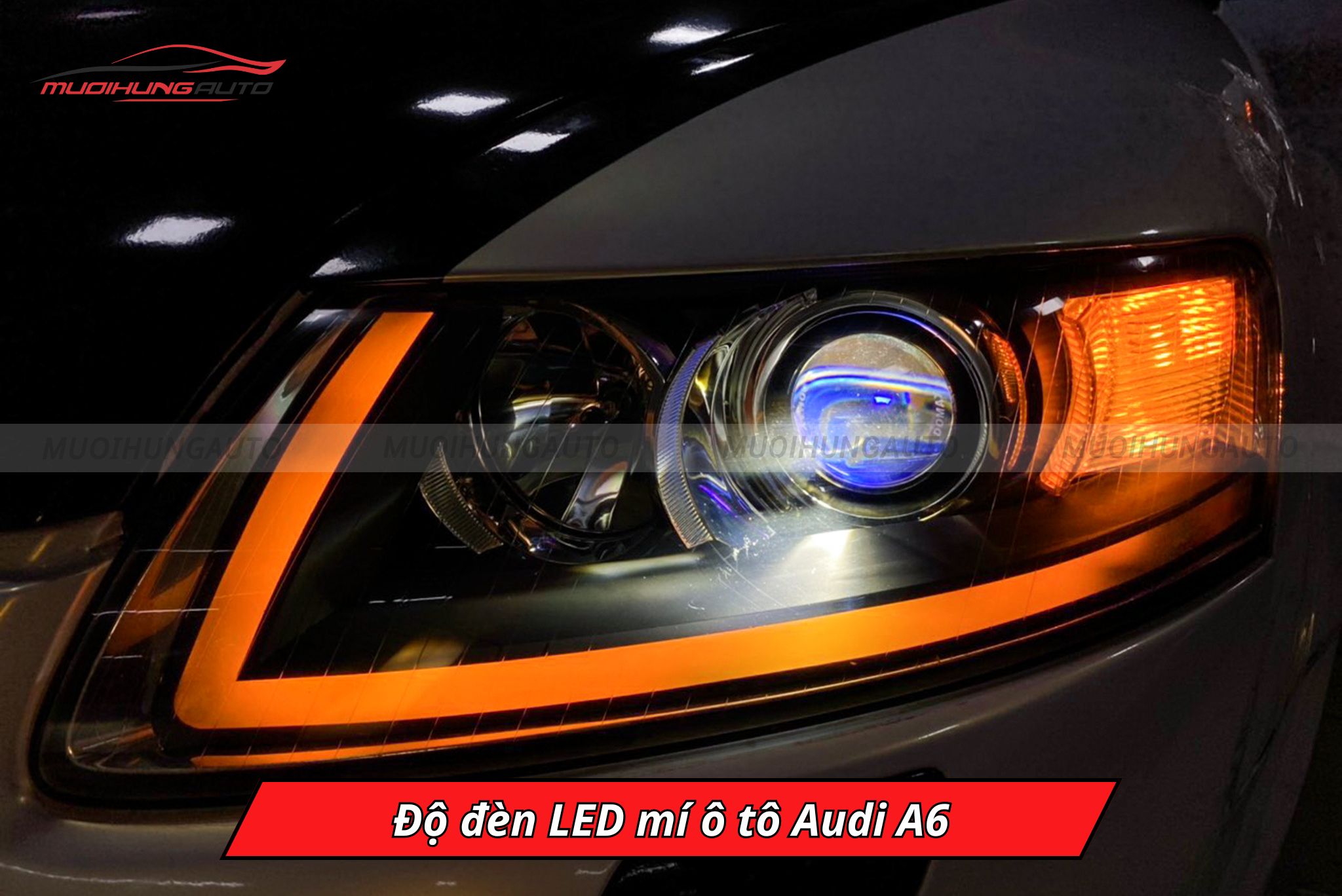 Độ đèn LED mí xe Audi A6