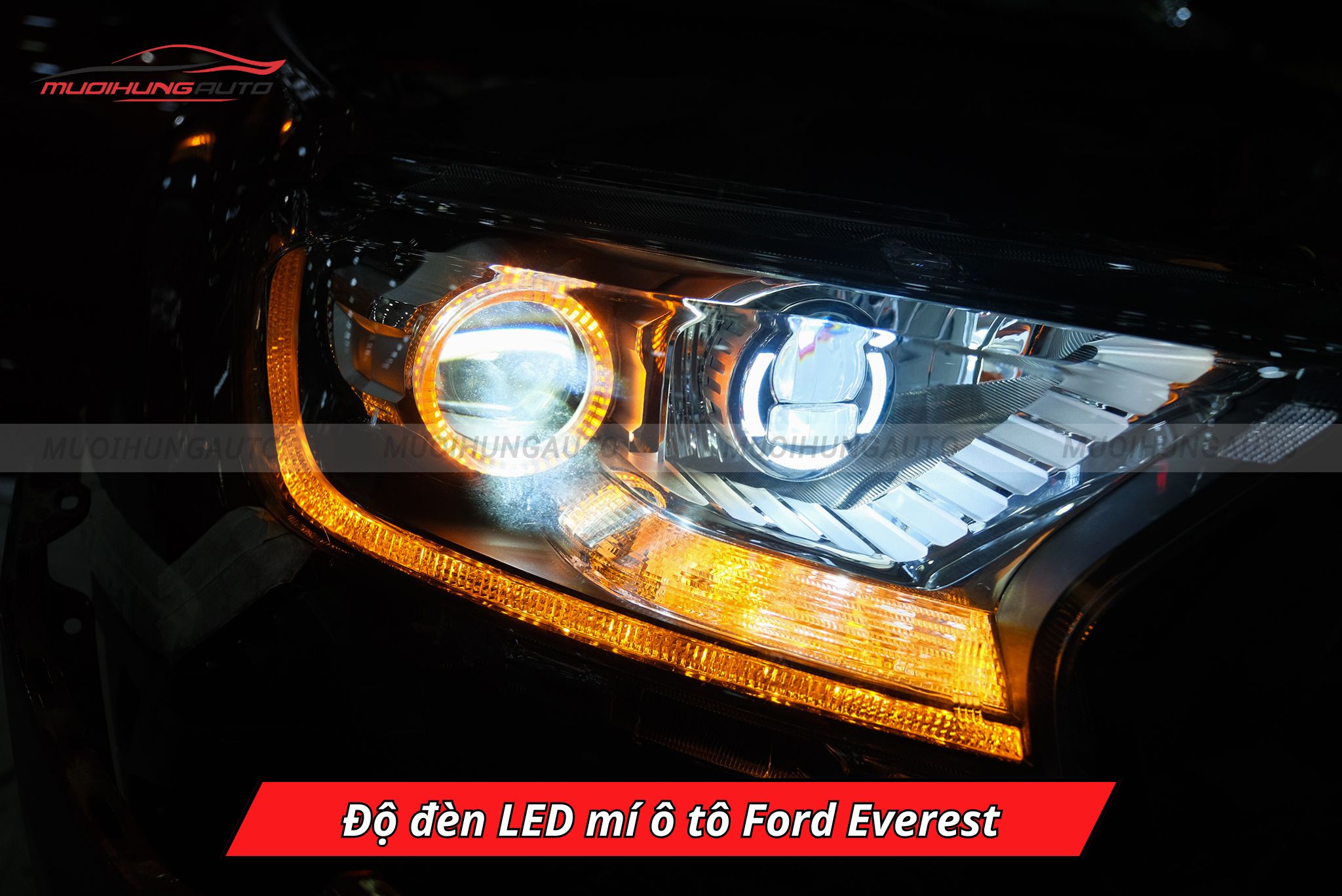 Độ đèn LED mí xe Ford Everest