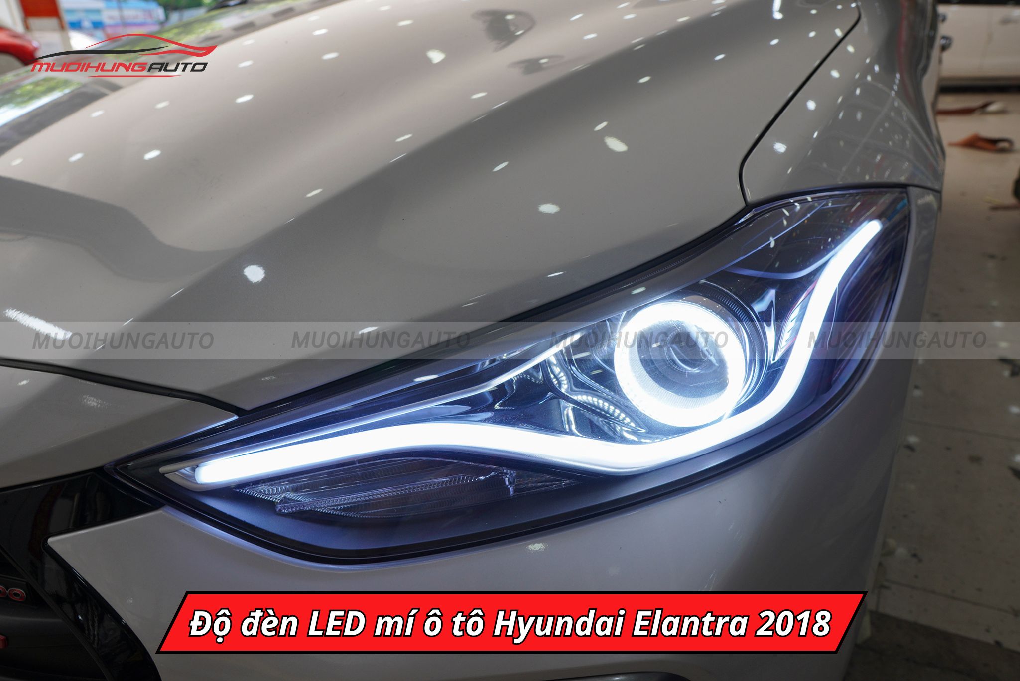 Độ đèn LED mí xe Hyundai Elantra 2018