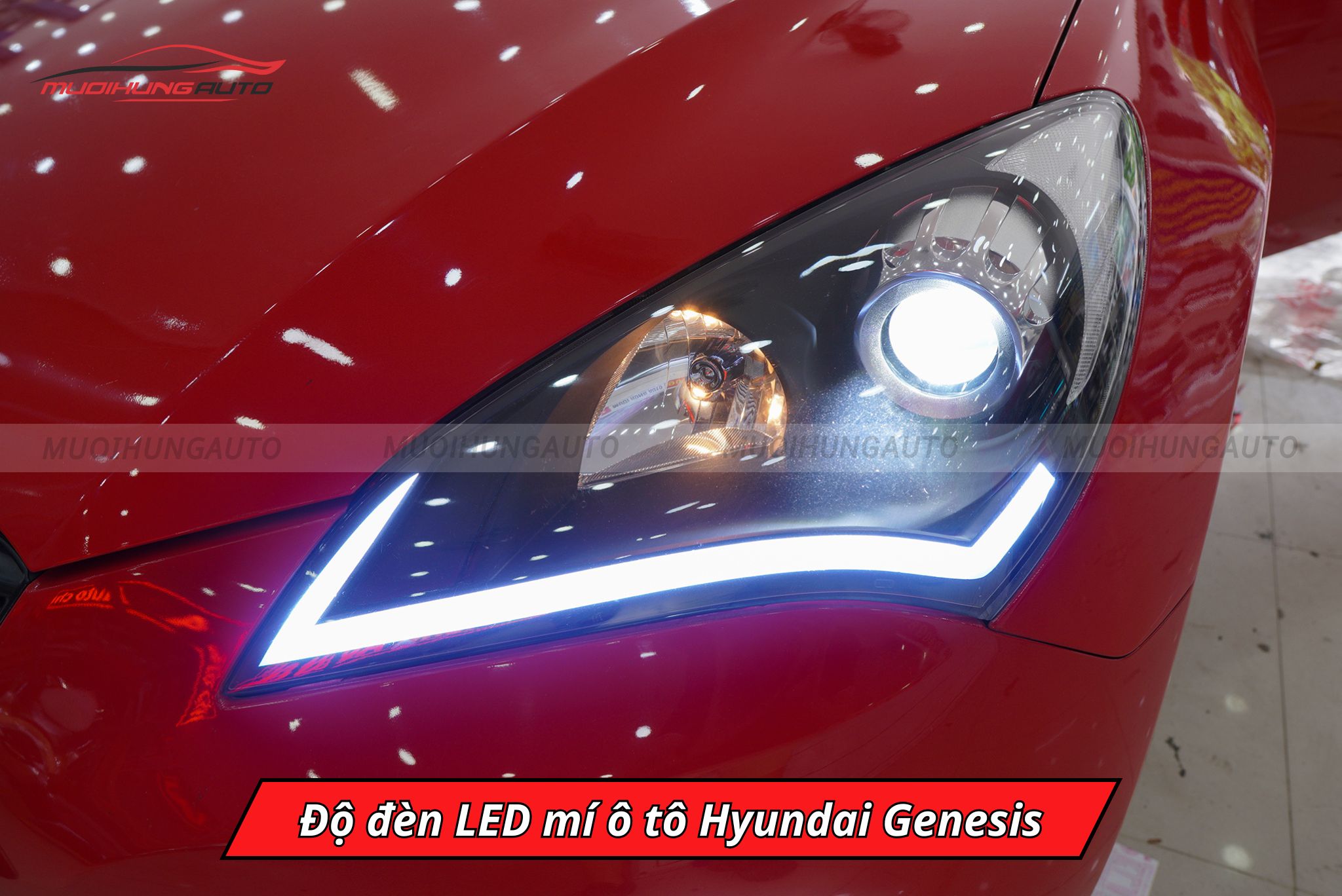 Độ đèn LED mí xe Hyundai Genesis