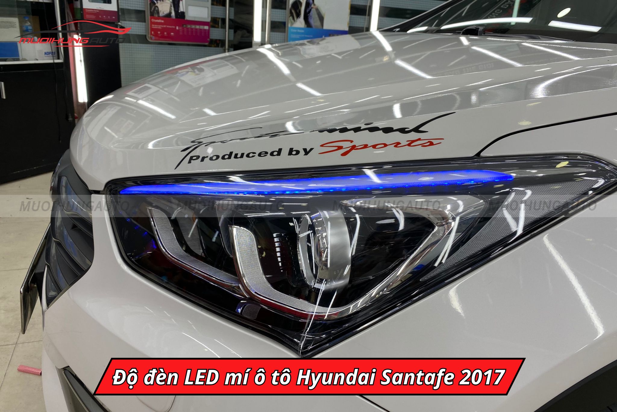Độ đèn LED mí xe Hyundai Santafe 2017