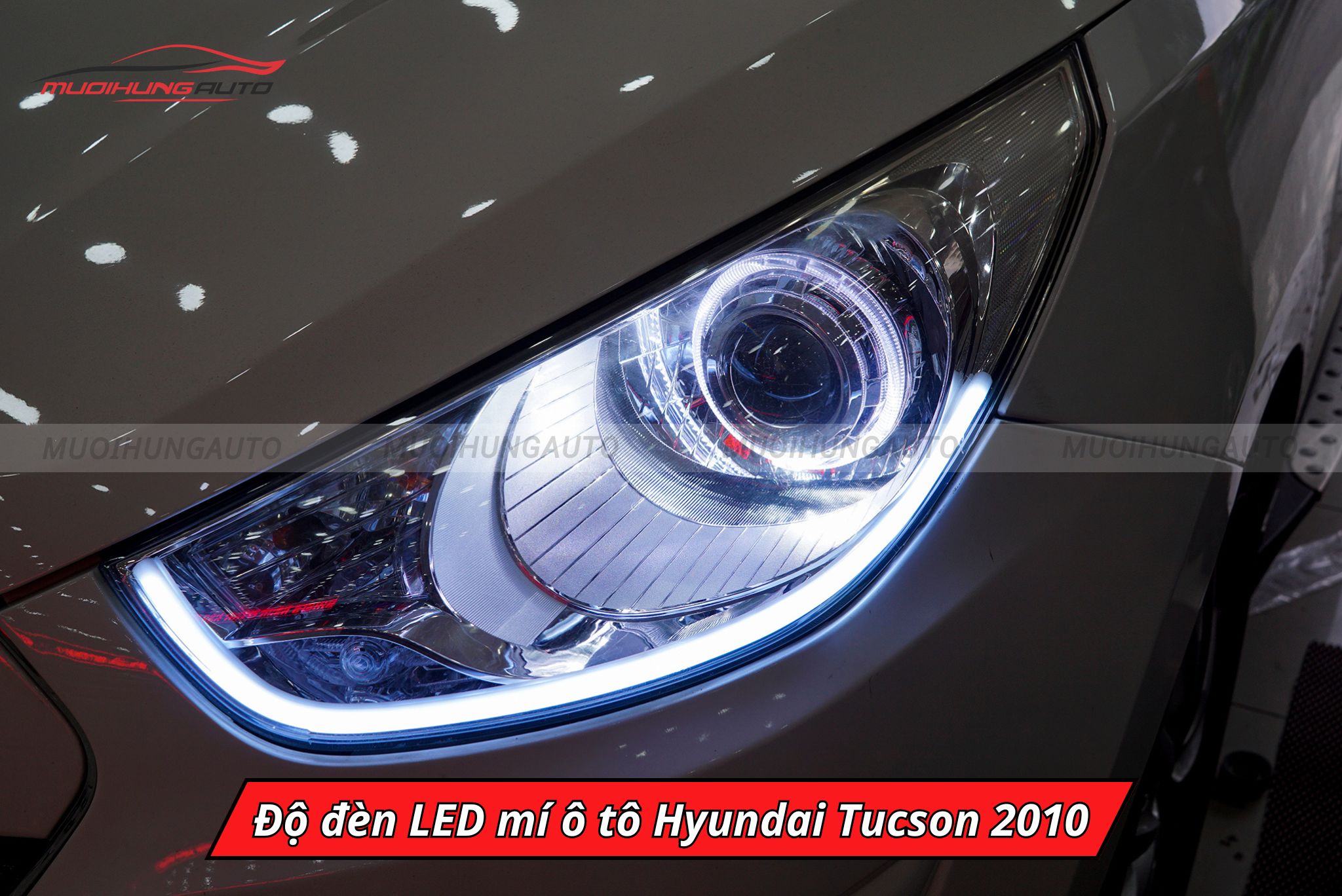 Độ đèn LED mí xe Hyundai Tucson 2010