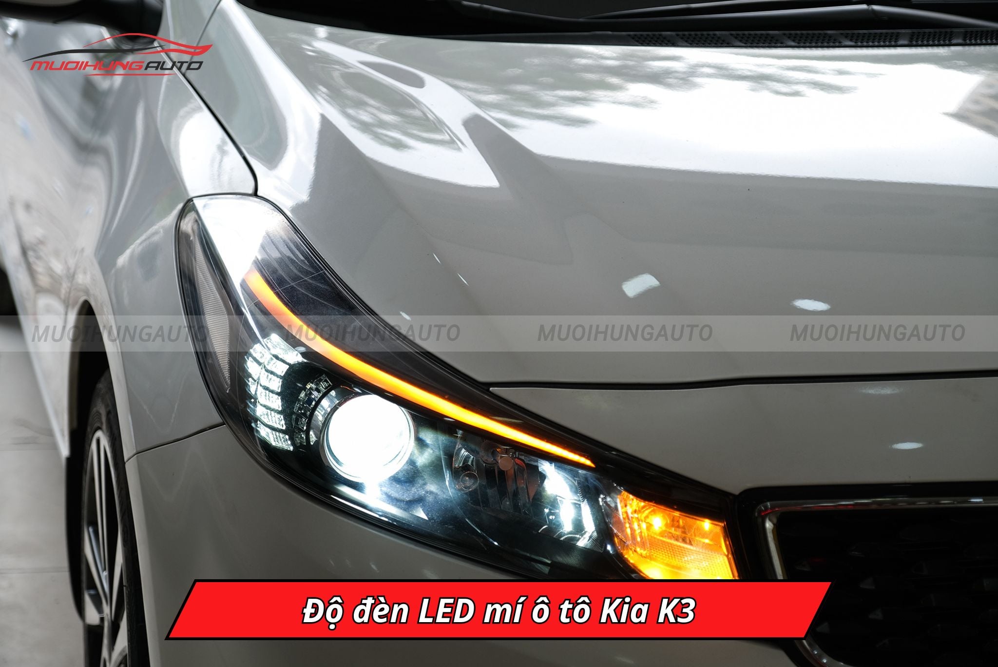 Độ đèn LED mí xe Kia K3