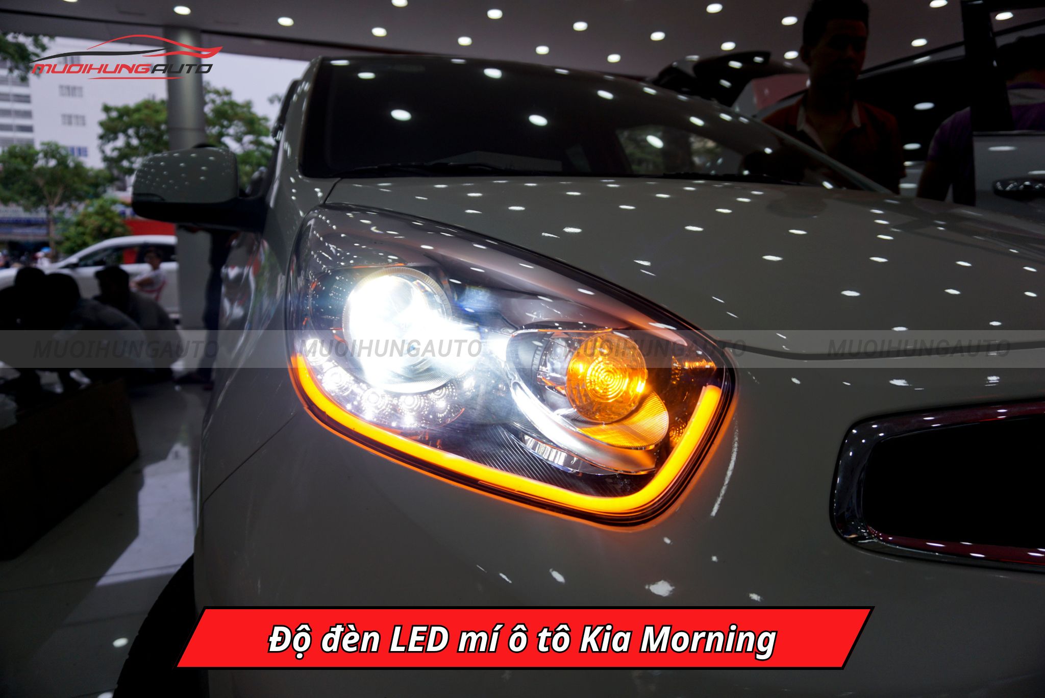 Độ đèn LED mí xe Kia Morning