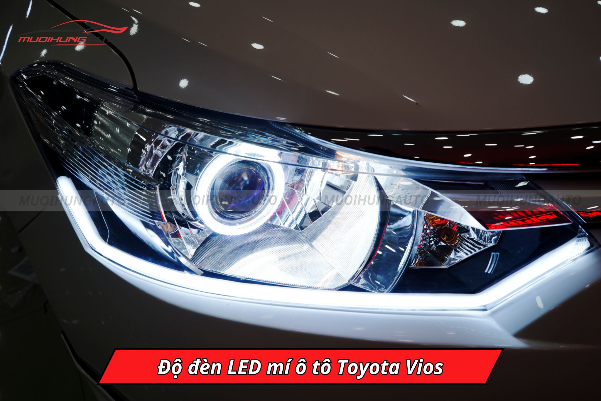 Độ đèn LED mí xe Toyota Vios