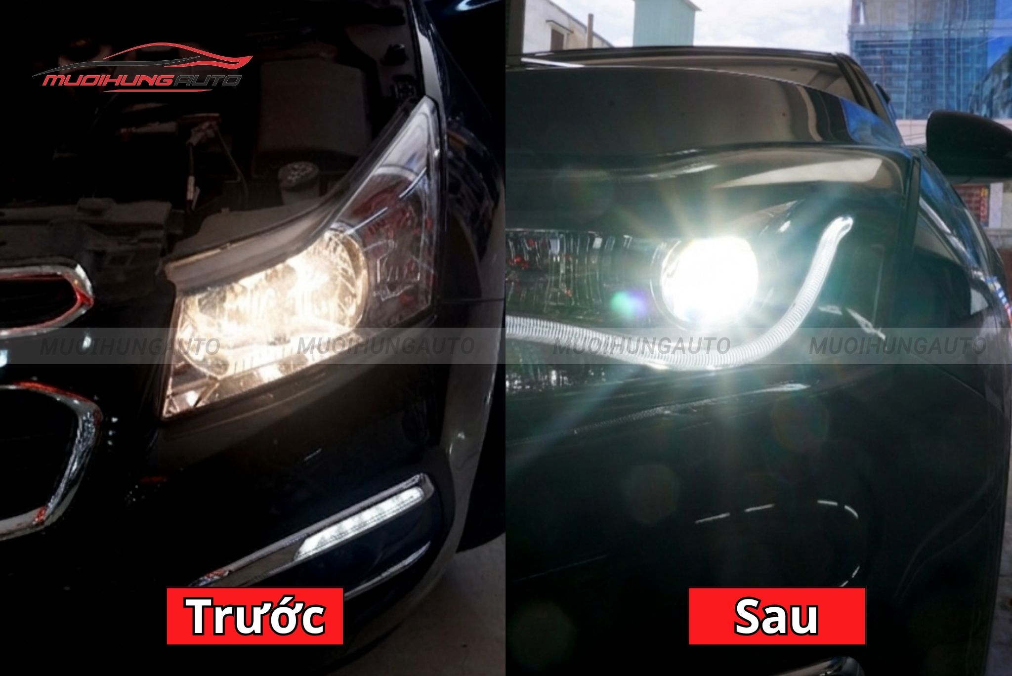 Độ đèn pha nguyên cụm Chevrolet Cruze 2016