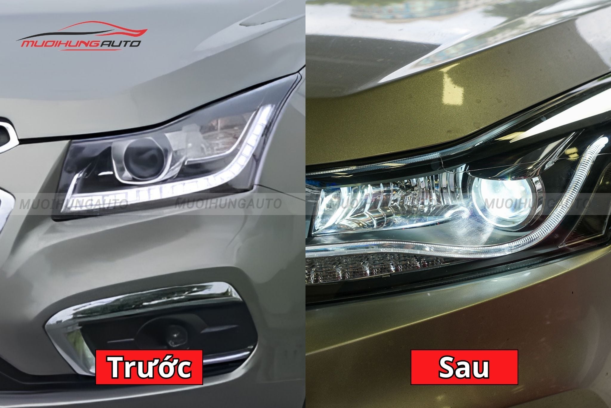 Độ đèn pha nguyên cụm  Chevrolet Cruze 2017