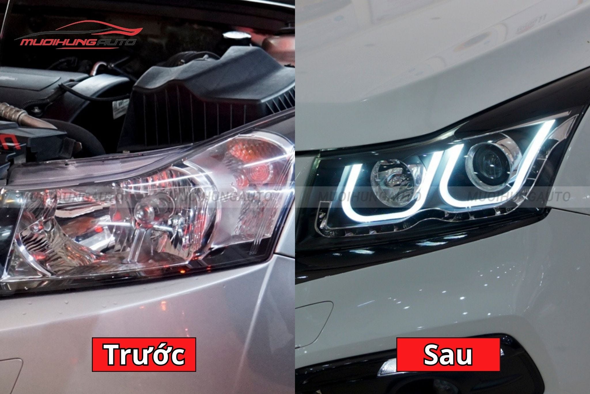 Độ đèn pha nguyên cụm Chevrolet Cruze