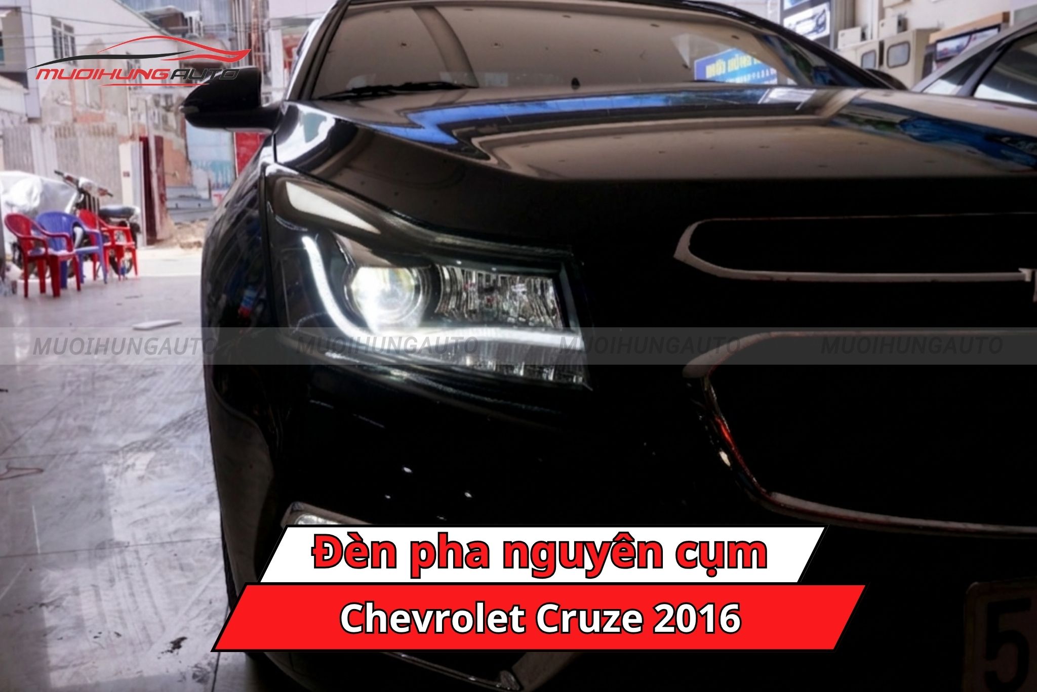Độ đèn pha nguyên cụm cho xe Chevrolet Cruze 2016