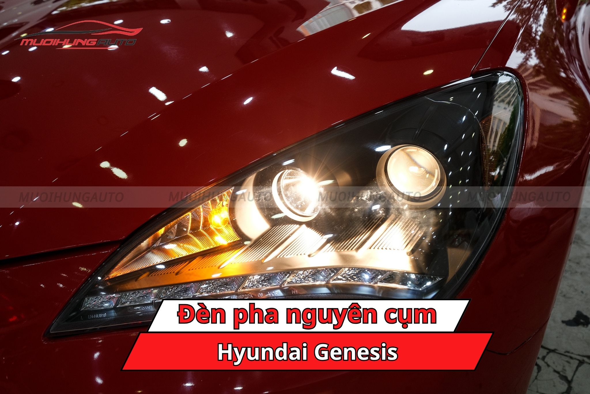 Độ đèn pha nguyên cụm Hyundai Genesis