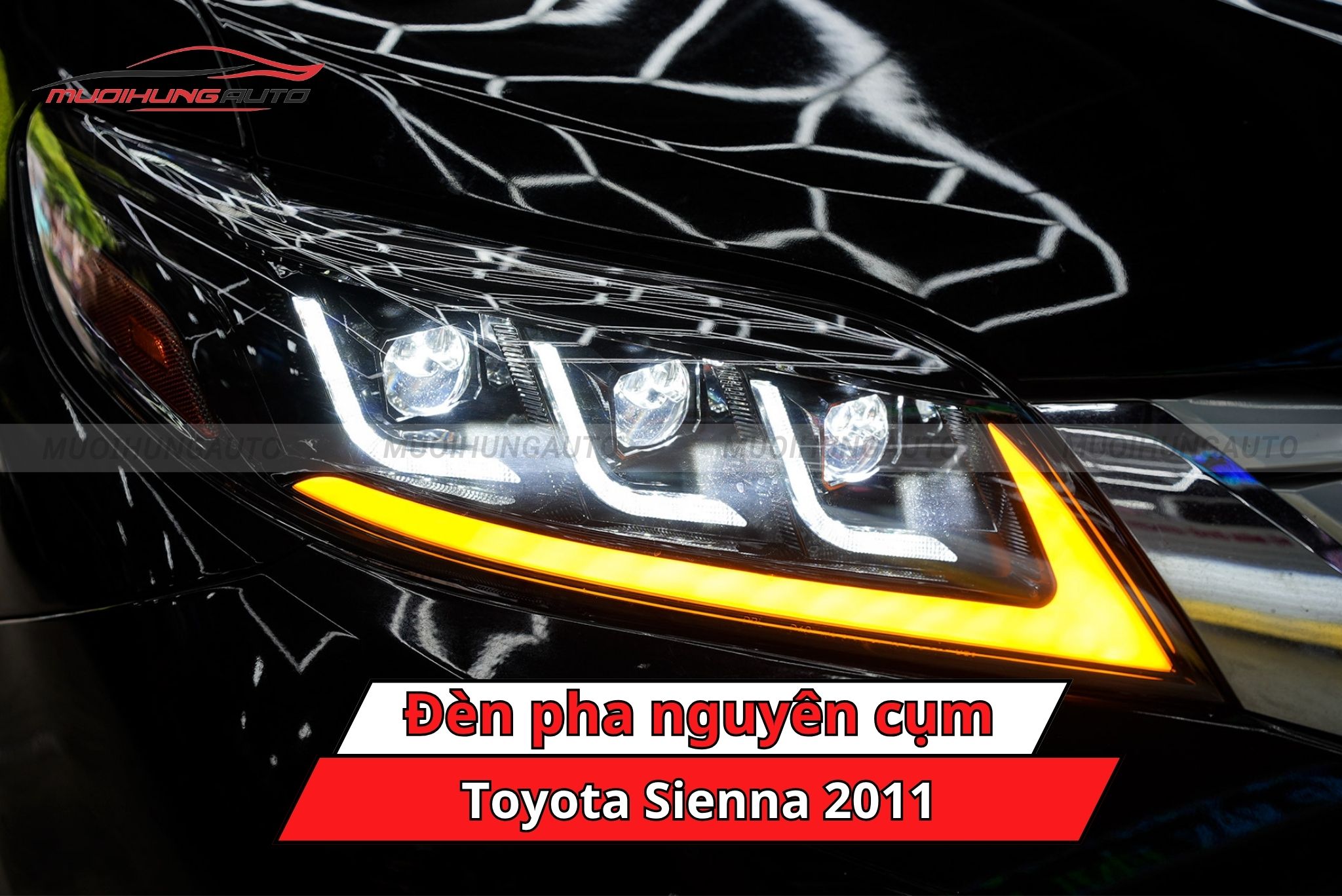 Độ đèn pha nguyên cụm Toyota Sienna 2011