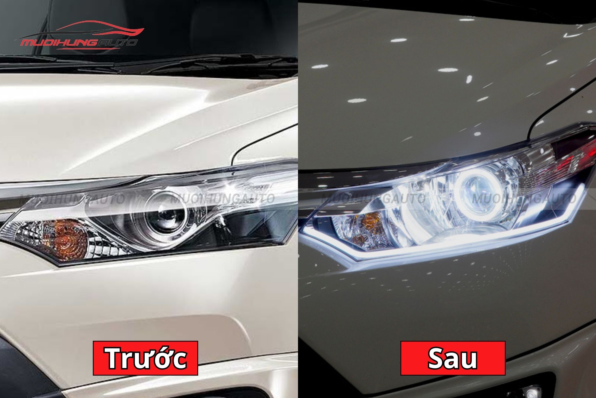 Độ đèn pha nguyên cụm Toyota Vios