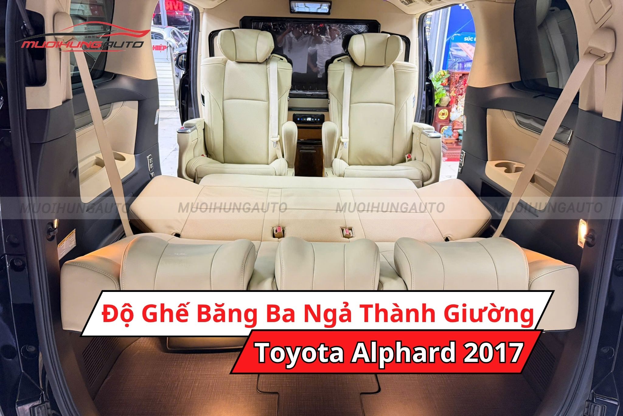 Độ ghế băng ba ngả thành giường xe Toyota Alphard 2017