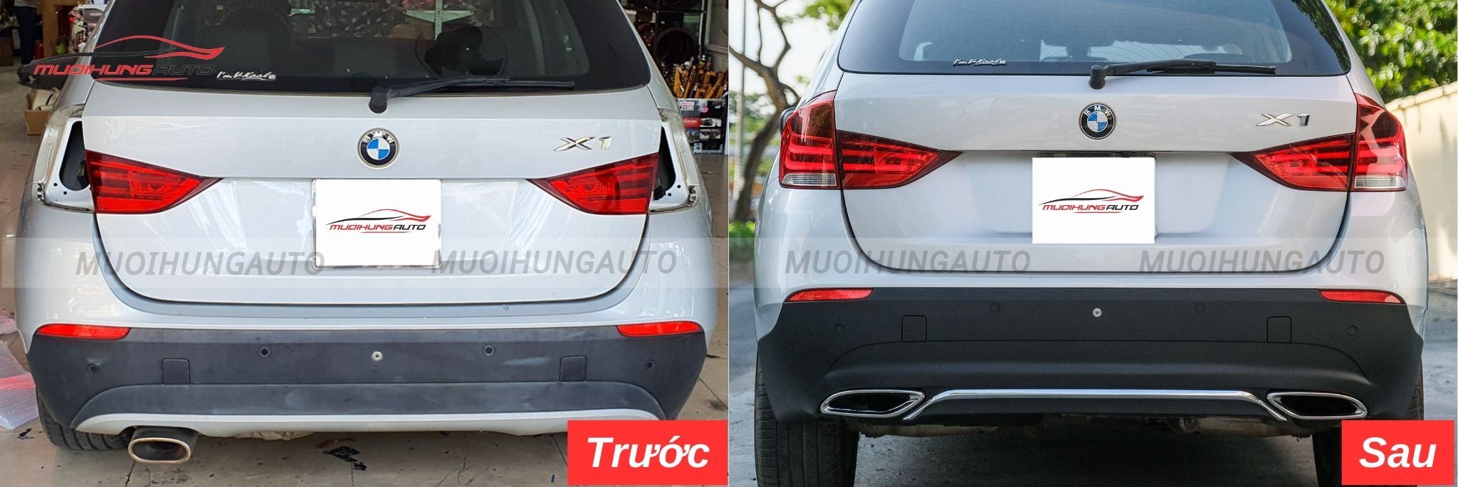Độ lip pô Mercedes nguyên khối cho BMW X1
