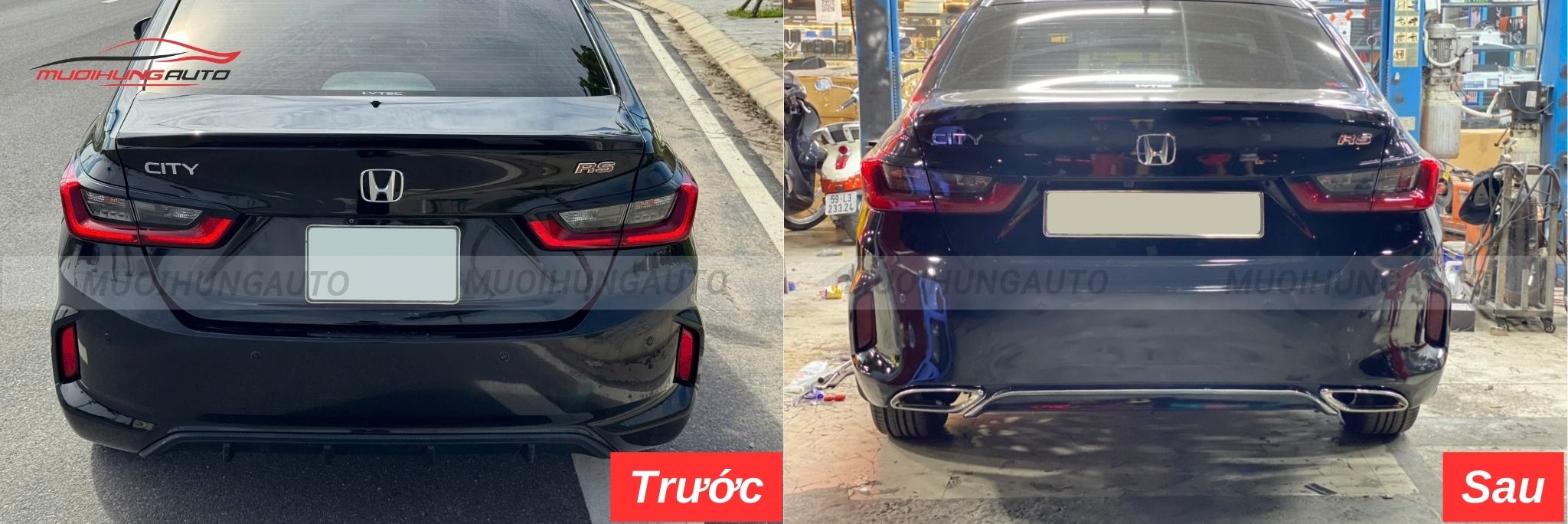 Độ lip pô Mercedes nguyên khối cho Honda City