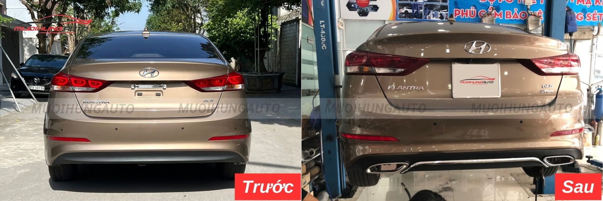 Độ lip pô Mercedes nguyên khối cho Hyundai Elantra