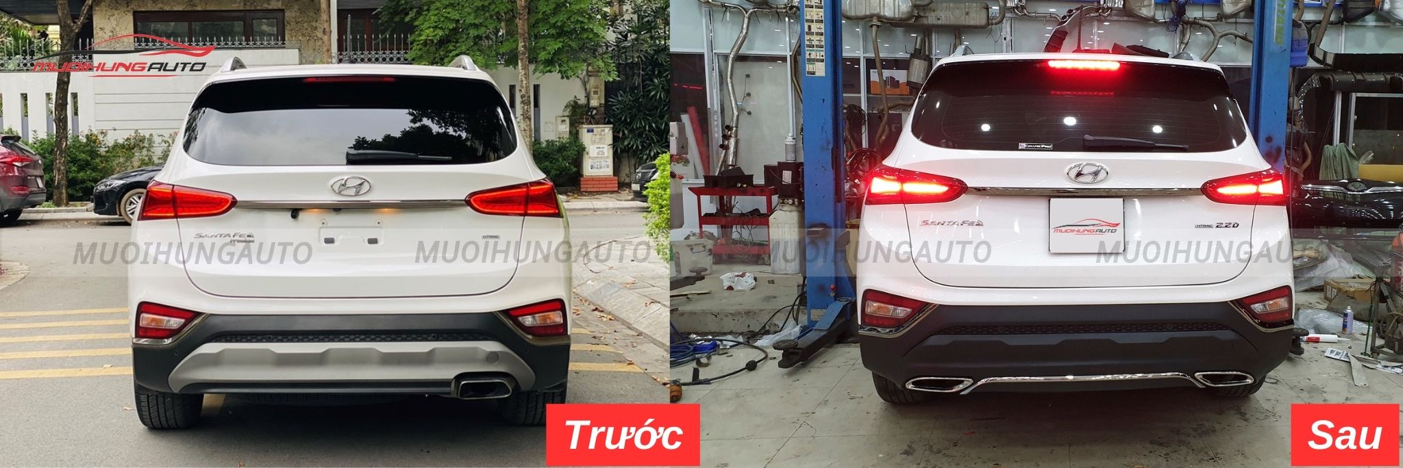 Độ lip pô Mercedes nguyên khối cho Hyundai SantaFe 2019