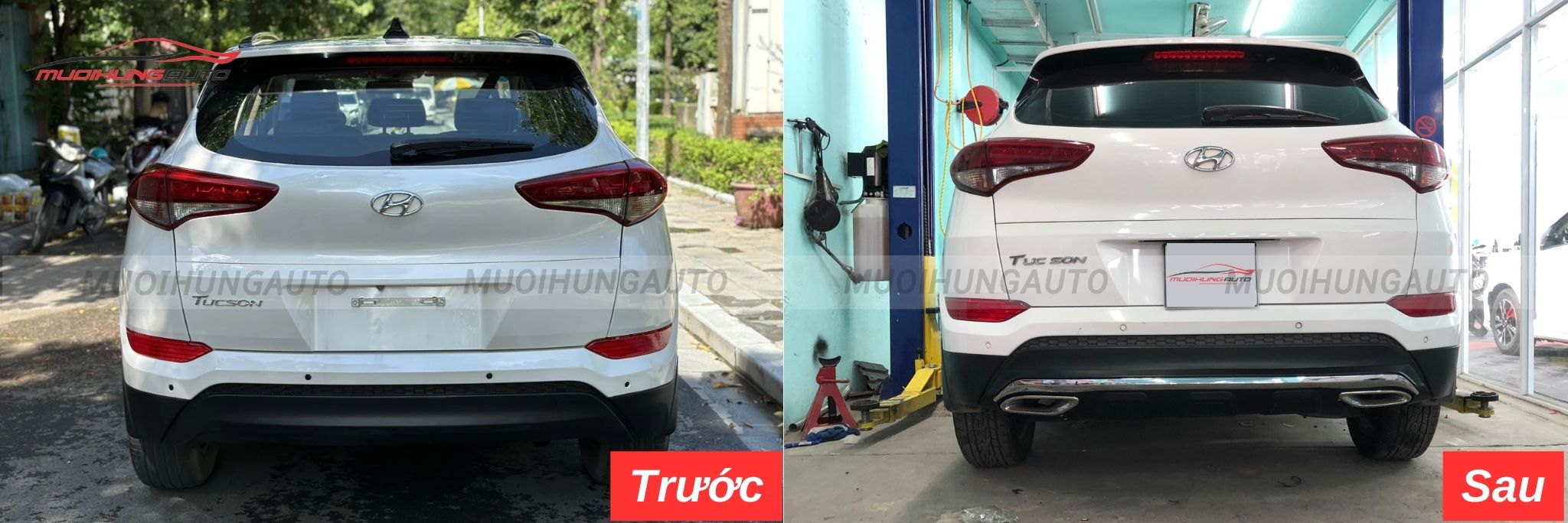 Độ lip pô Mercedes nguyên khối cho Hyundai Tucson 2019-2020