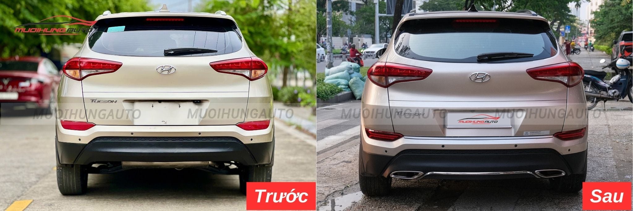 Độ lip pô Mercedes nguyên khối cho Hyundai Tucson 2019