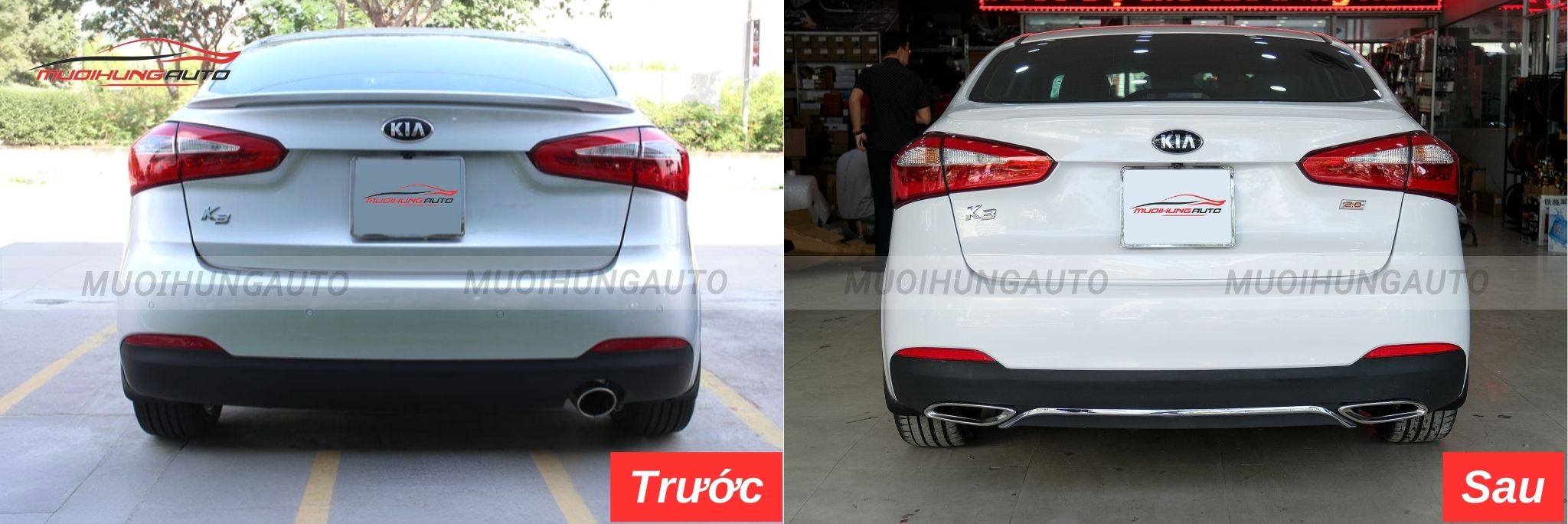 Độ lip pô Mercedes nguyên khối cho Kia K3