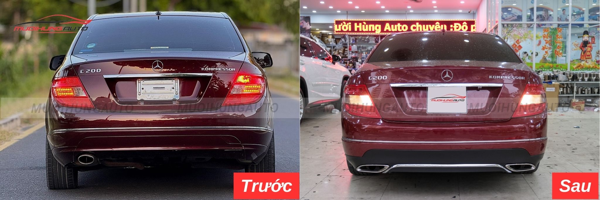 Độ lip pô Mercedes nguyên khối cho Mercedes C200 2007
