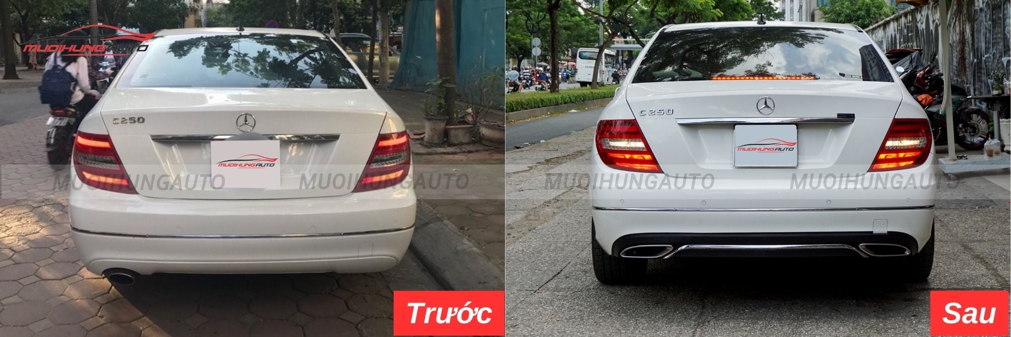 Độ lip pô Mercedes nguyên khối cho Mercedes C250