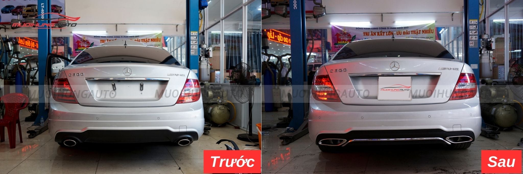 Độ lip pô Mercedes nguyên khối cho Mercedes C300 2012