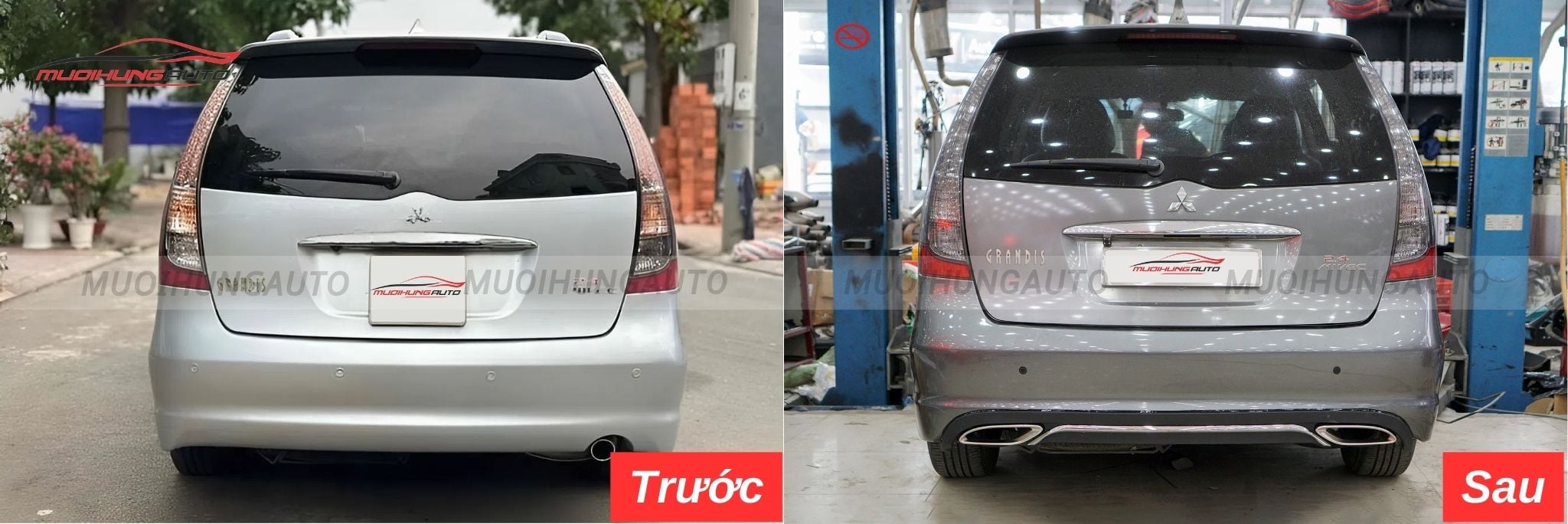 Độ lip pô Mercedes nguyên khối cho Mitsubishi Grandis