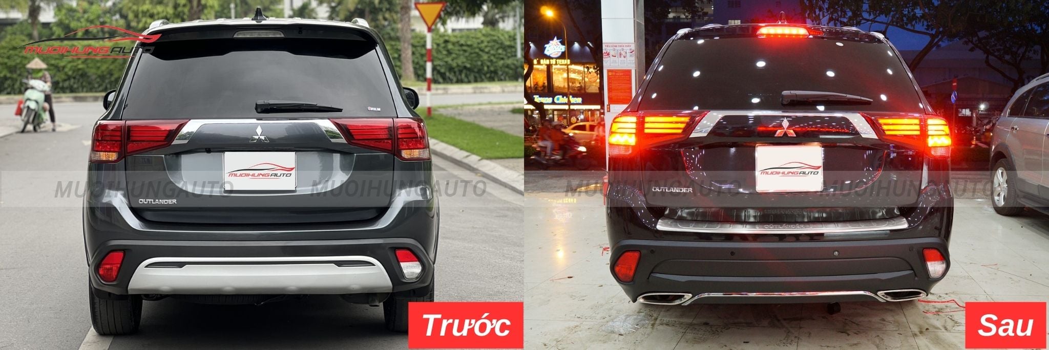 Độ lip pô Mercedes nguyên khối cho Mitsubishi Outlander 2019