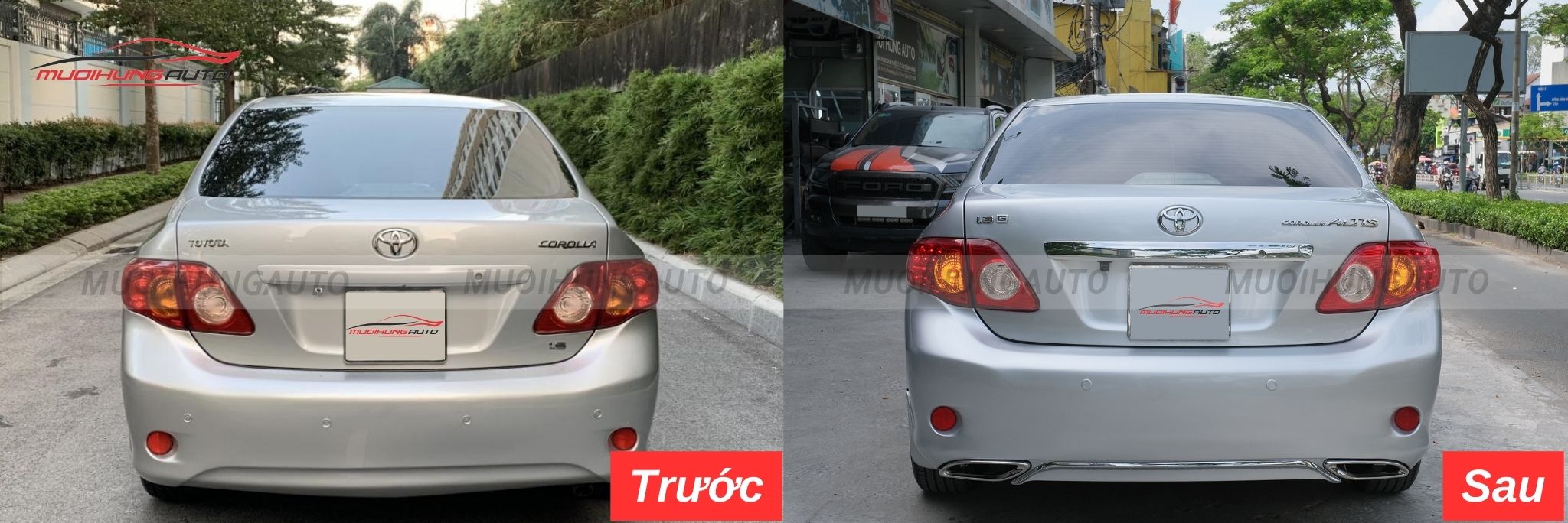 Độ lip pô Mercedes nguyên khối cho Toyota Altis 2007-2008