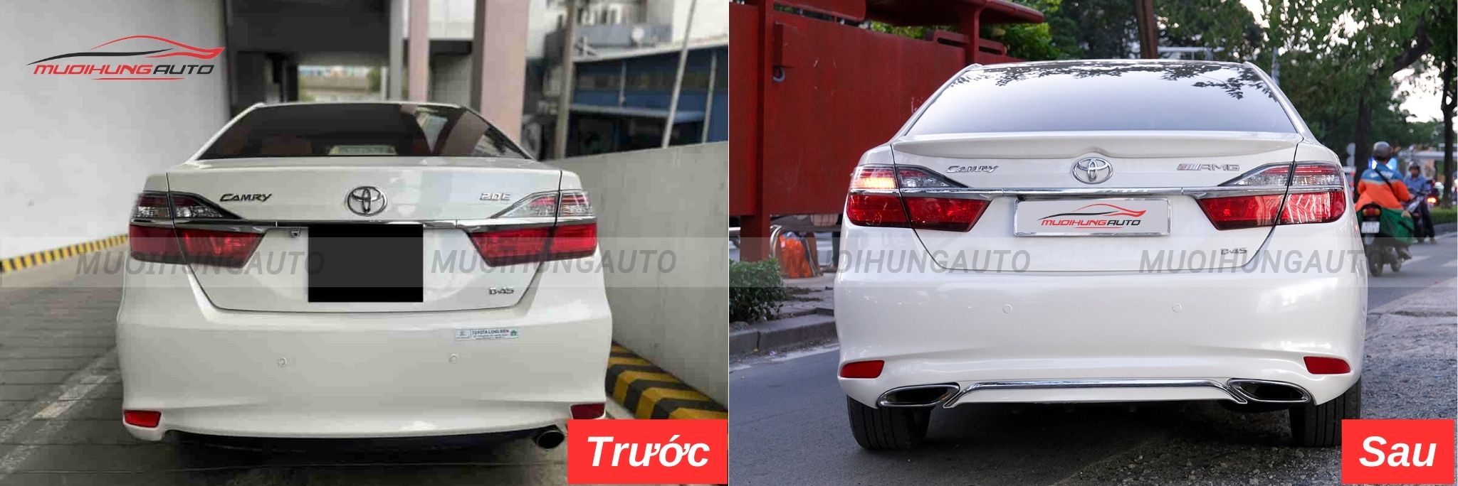 Độ lip pô Mercedes nguyên khối cho Toyota Camry 2018