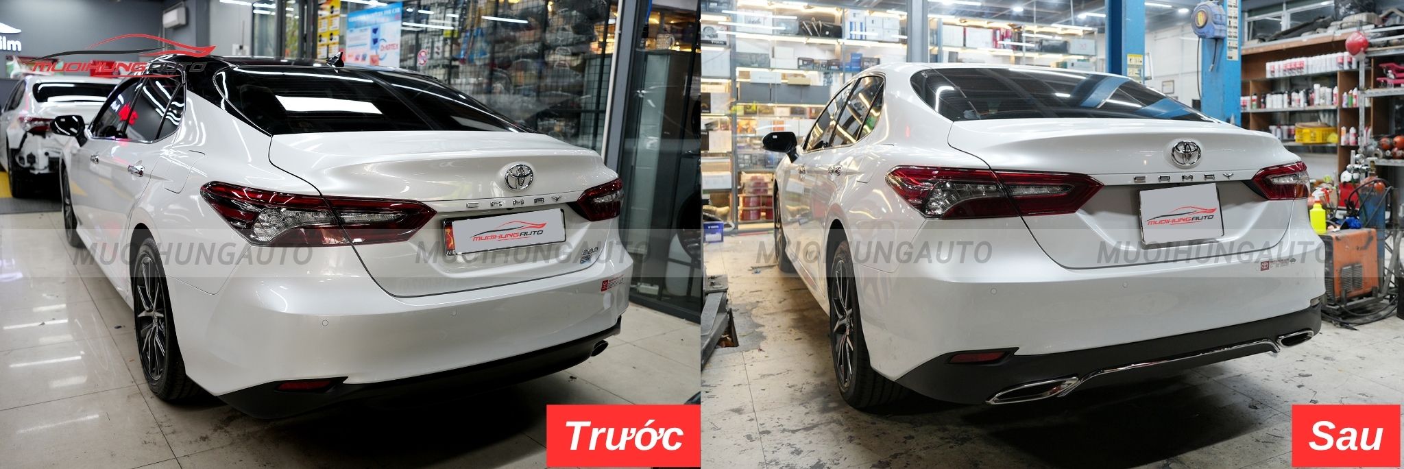 Độ lip pô Mercedes nguyên khối cho Toyota Camry 2022-2023