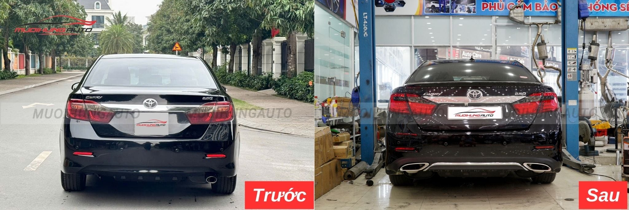 Độ lip pô Mercedes nguyên khối cho Toyota Camry
