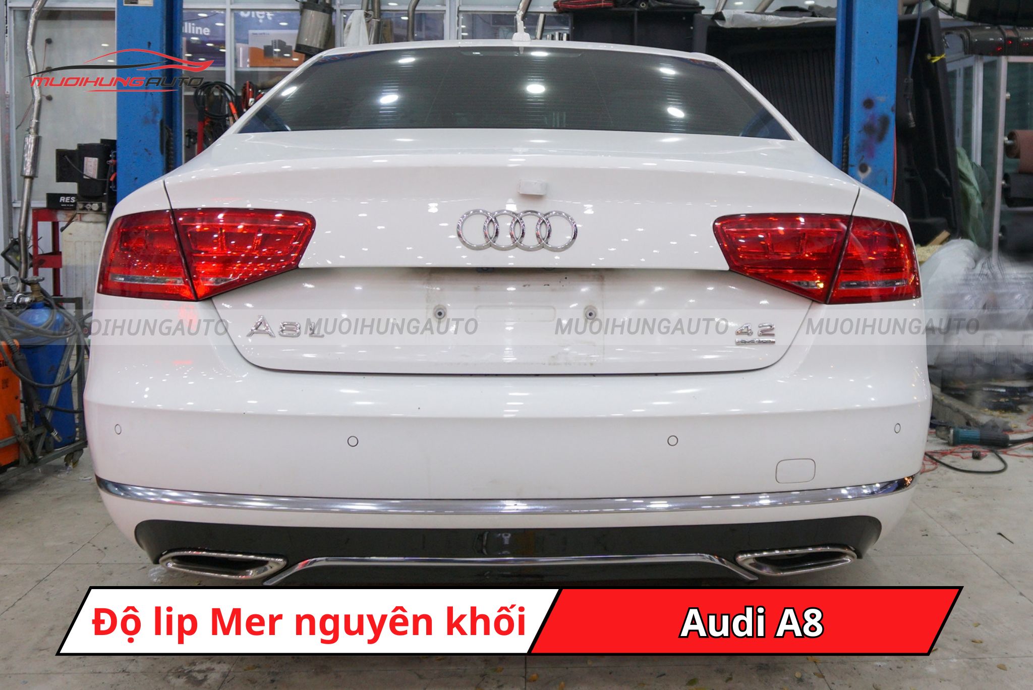 Độ lip pô Mercedes nguyên khối cho xe Audi A8
