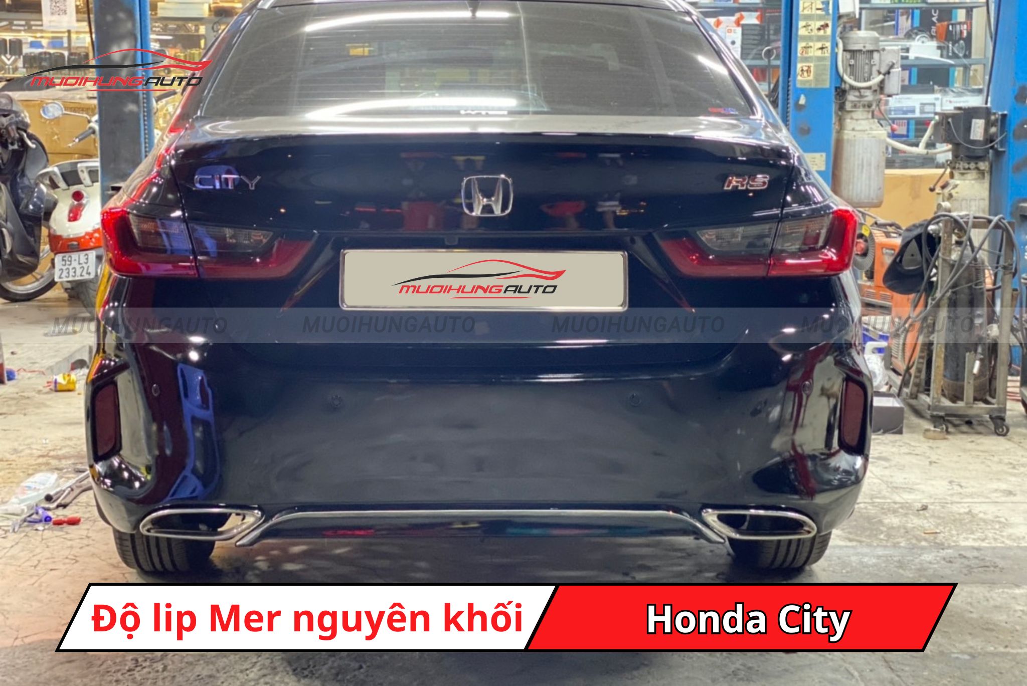 Độ lip pô Mercedes nguyên khối cho xe Honda City