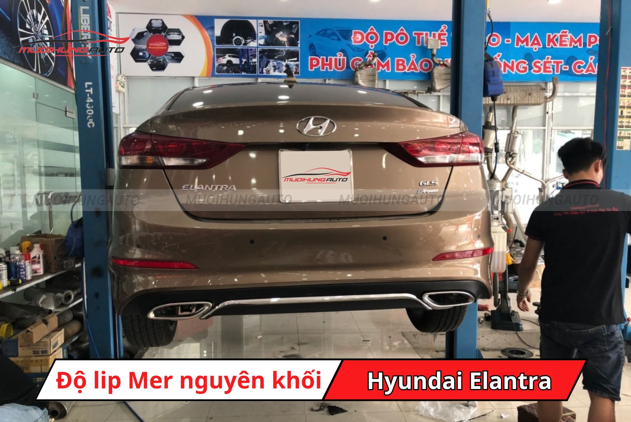 Độ lip pô Mercedes nguyên khối cho xe Hyundai Elantra
